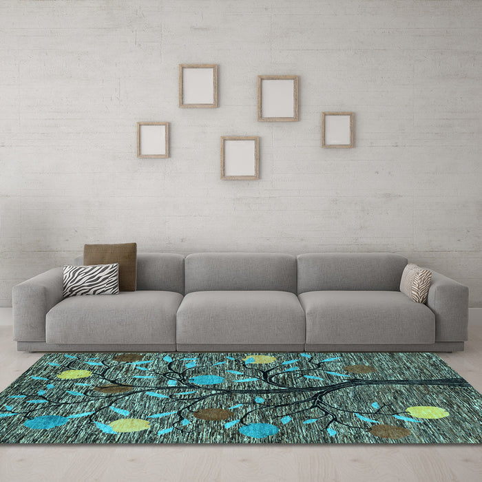 Machine Washable Abstract Light Blue Modern Rug in a Living Room, wshabs4219lblu