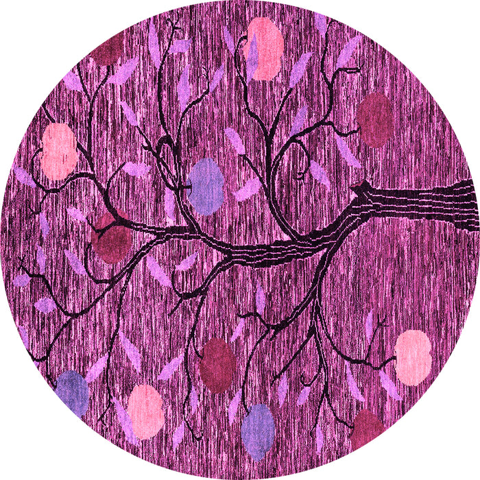 Round Machine Washable Abstract Pink Modern Rug, wshabs4219pnk