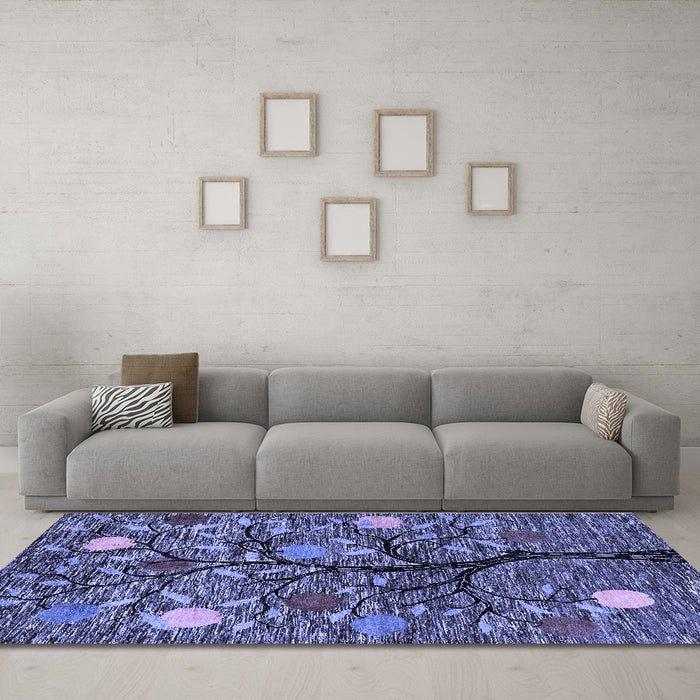 Machine Washable Abstract Blue Modern Rug in a Living Room, wshabs4219blu