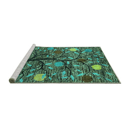 Sideview of Machine Washable Abstract Turquoise Modern Area Rugs, wshabs4219turq