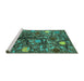 Sideview of Machine Washable Abstract Turquoise Modern Area Rugs, wshabs4219turq