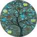 Round Machine Washable Abstract Light Blue Modern Rug, wshabs4219lblu