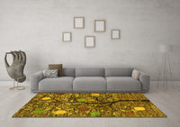 Machine Washable Abstract Yellow Modern Rug, wshabs4219yw