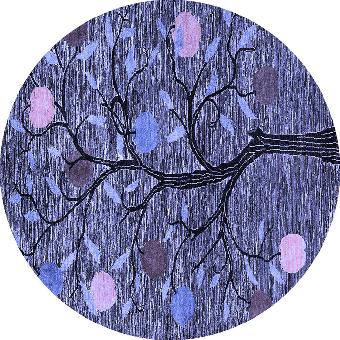 Round Machine Washable Abstract Blue Modern Rug, wshabs4219blu