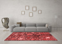 Machine Washable Abstract Red Modern Rug, wshabs4219red