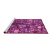 Sideview of Machine Washable Abstract Pink Modern Rug, wshabs4219pnk