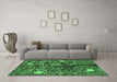 Machine Washable Abstract Emerald Green Modern Area Rugs in a Living Room,, wshabs4219emgrn