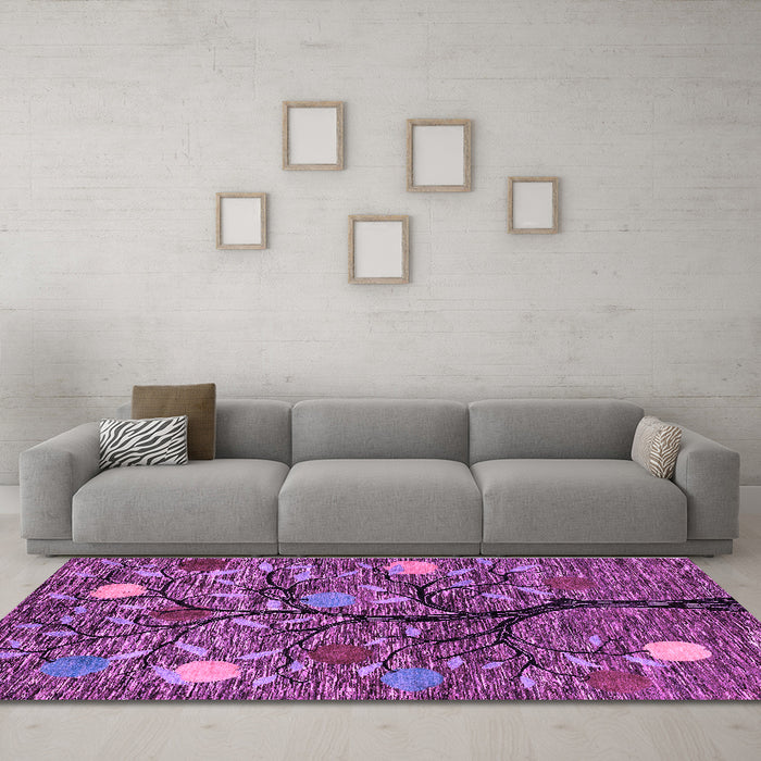 Machine Washable Abstract Purple Modern Area Rugs in a Living Room, wshabs4219pur