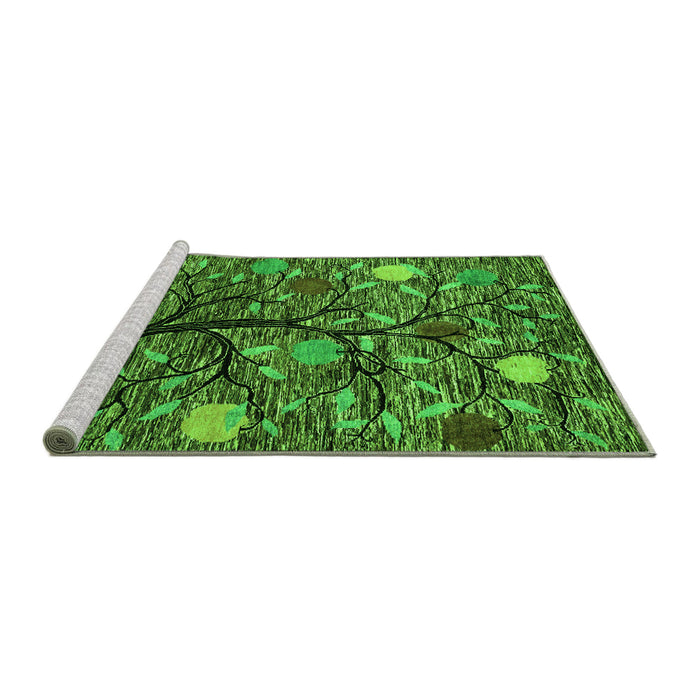 Sideview of Machine Washable Abstract Green Modern Area Rugs, wshabs4219grn