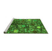 Sideview of Machine Washable Abstract Green Modern Area Rugs, wshabs4219grn