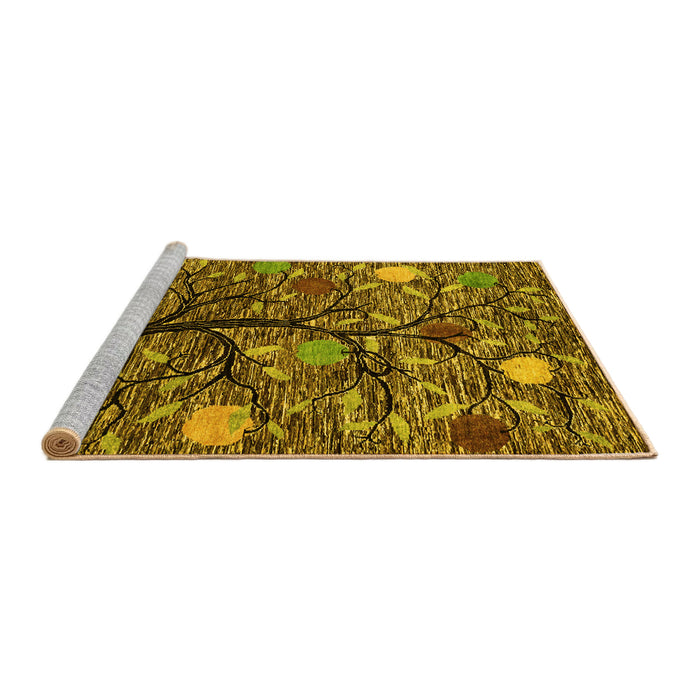 Sideview of Machine Washable Abstract Yellow Modern Rug, wshabs4219yw