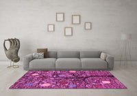 Machine Washable Abstract Pink Modern Rug, wshabs4219pnk