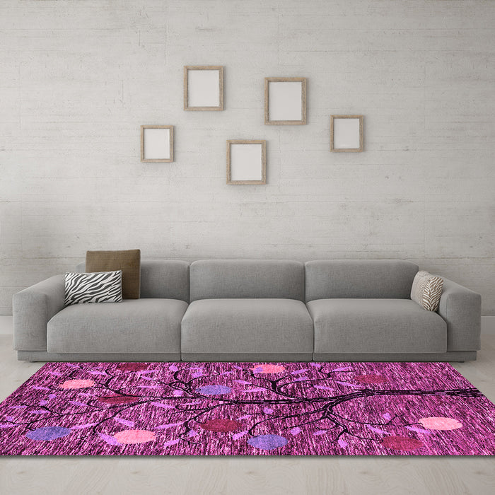 Machine Washable Abstract Pink Modern Rug in a Living Room, wshabs4219pnk