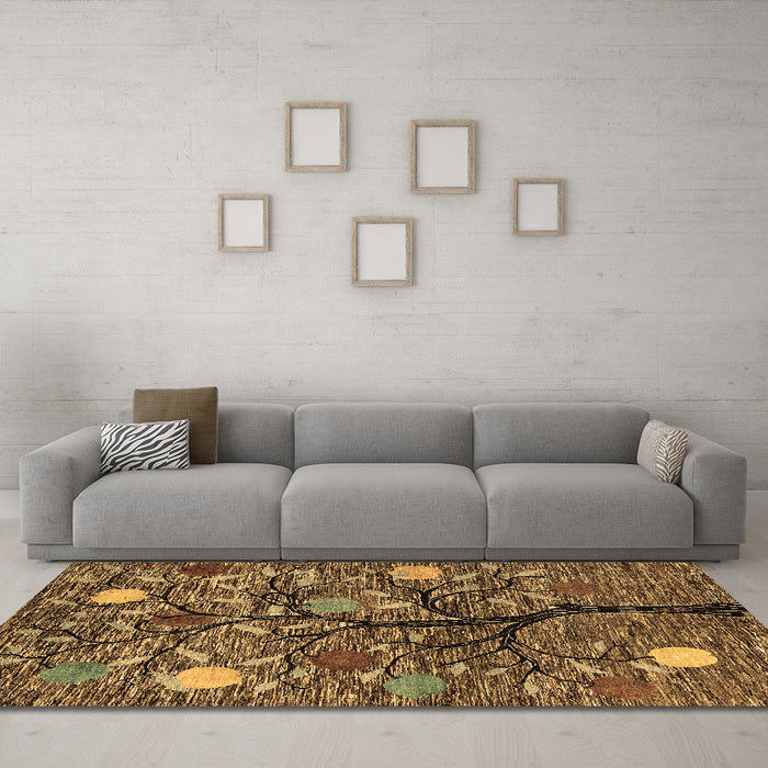 Machine Washable Abstract Brown Modern Rug in a Living Room,, wshabs4219brn