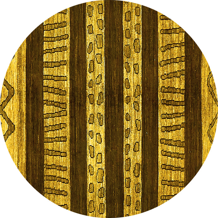 Round Abstract Yellow Modern Rug, abs421yw