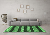 Machine Washable Abstract Emerald Green Modern Rug, wshabs421emgrn