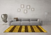 Machine Washable Abstract Yellow Modern Rug, wshabs421yw