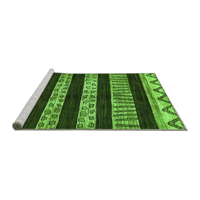 Sideview of Machine Washable Abstract Green Modern Area Rugs, wshabs421grn