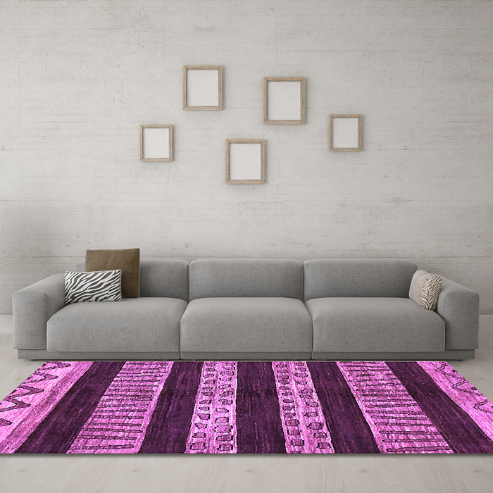 Machine Washable Abstract Purple Modern Area Rugs in a Living Room, wshabs421pur