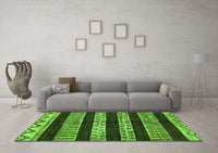 Machine Washable Abstract Green Modern Rug, wshabs421grn