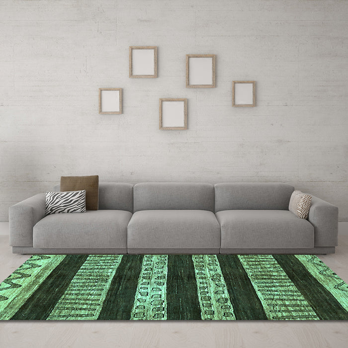 Machine Washable Abstract Turquoise Modern Area Rugs in a Living Room,, wshabs421turq