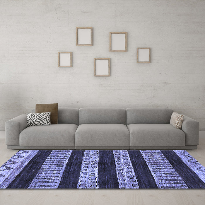 Machine Washable Abstract Blue Modern Rug in a Living Room, wshabs421blu