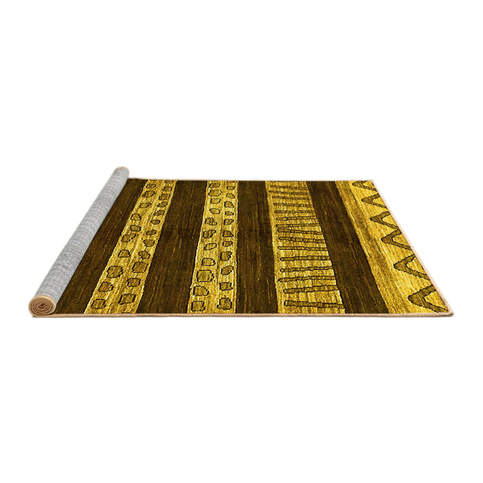 Sideview of Machine Washable Abstract Yellow Modern Rug, wshabs421yw