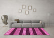 Machine Washable Abstract Pink Modern Rug in a Living Room, wshabs421pnk