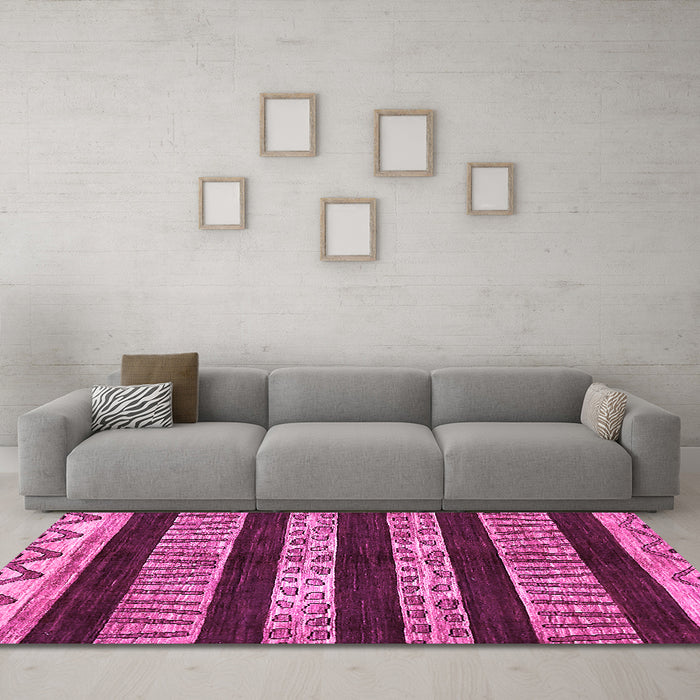 Machine Washable Abstract Pink Modern Rug in a Living Room, wshabs421pnk