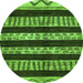 Round Machine Washable Abstract Green Modern Area Rugs, wshabs421grn