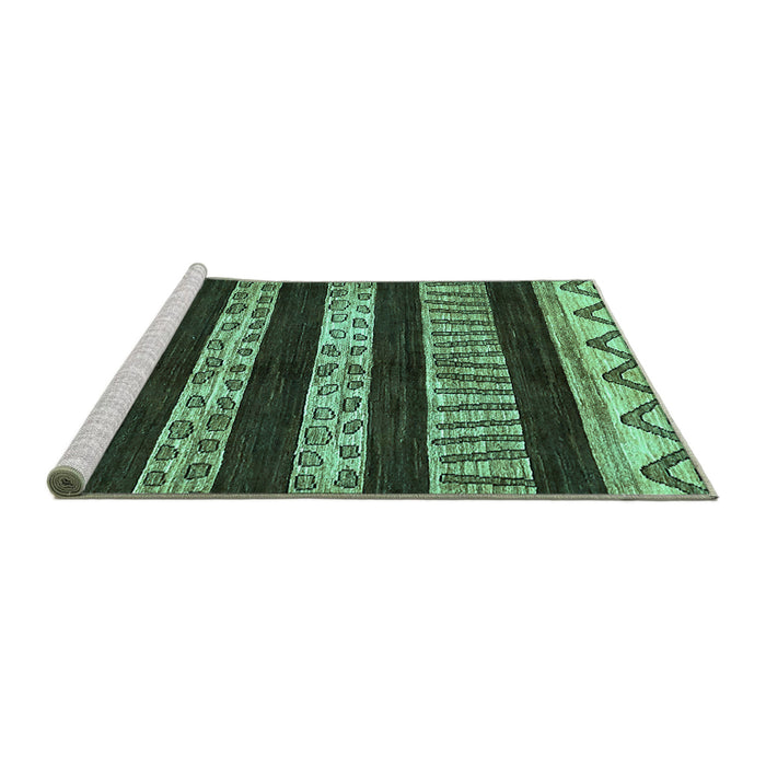 Sideview of Machine Washable Abstract Turquoise Modern Area Rugs, wshabs421turq