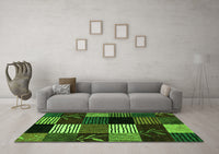 Machine Washable Abstract Green Modern Rug, wshabs4220grn