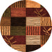 Round Machine Washable Abstract Orange Modern Area Rugs, wshabs4220org