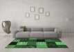 Machine Washable Abstract Emerald Green Modern Area Rugs in a Living Room,, wshabs4220emgrn