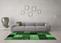 Machine Washable Abstract Emerald Green Modern Rug, wshabs4220emgrn