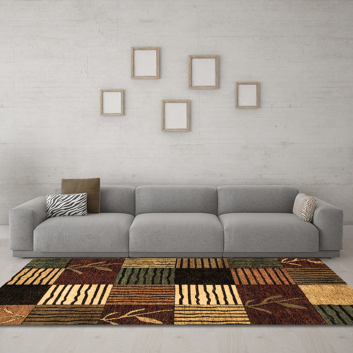 Machine Washable Abstract Brown Modern Rug in a Living Room,, wshabs4220brn