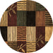 Round Abstract Brown Modern Rug, abs4220brn