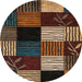 Round Abstract Red Modern Rug, abs4220