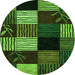 Round Machine Washable Abstract Green Modern Area Rugs, wshabs4220grn