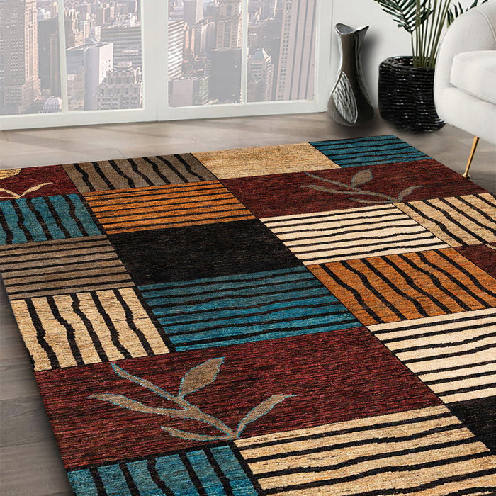 Abstract Red Modern Rug in Family Room, abs4220
