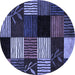 Round Machine Washable Abstract Blue Modern Rug, wshabs4220blu