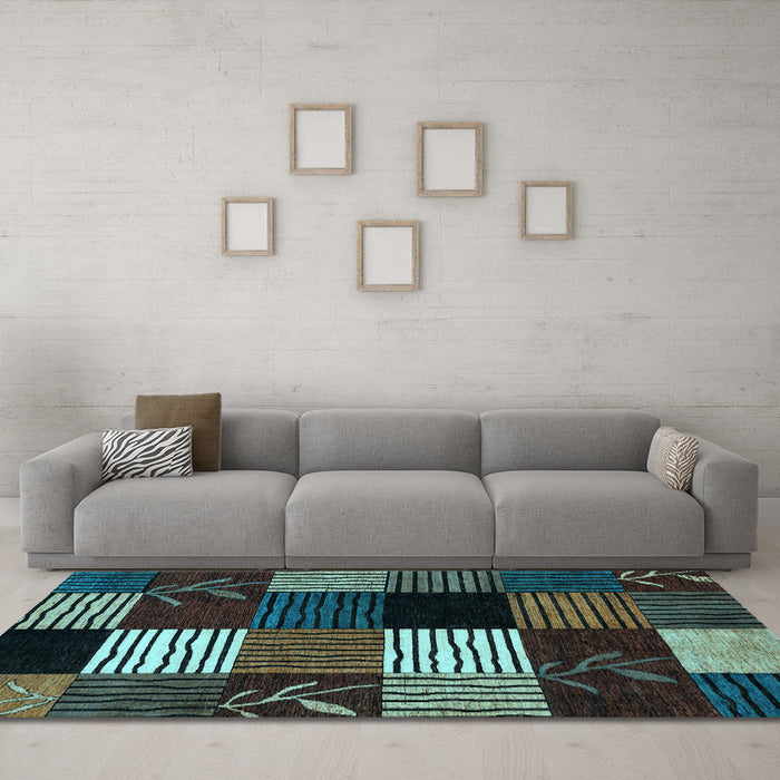 Machine Washable Abstract Light Blue Modern Rug in a Living Room, wshabs4220lblu