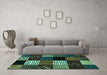 Machine Washable Abstract Turquoise Modern Area Rugs in a Living Room,, wshabs4220turq