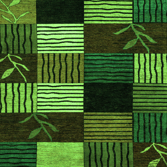 Square Machine Washable Abstract Green Modern Area Rugs, wshabs4220grn