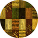 Round Abstract Yellow Modern Rug, abs4220yw