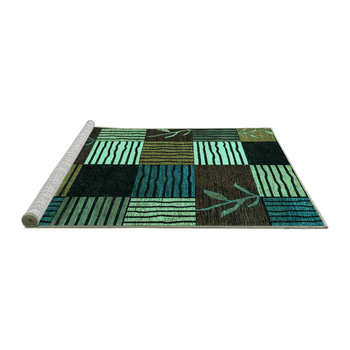 Sideview of Machine Washable Abstract Turquoise Modern Area Rugs, wshabs4220turq