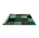 Sideview of Machine Washable Abstract Turquoise Modern Area Rugs, wshabs4220turq