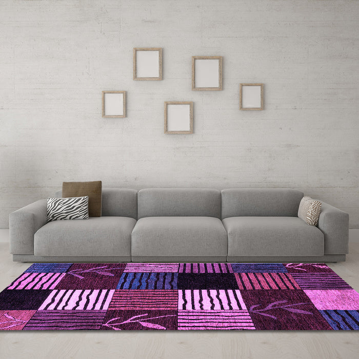Machine Washable Abstract Purple Modern Area Rugs in a Living Room, wshabs4220pur