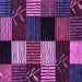 Square Machine Washable Abstract Purple Modern Area Rugs, wshabs4220pur