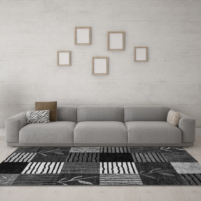 Machine Washable Abstract Gray Modern Rug in a Living Room,, wshabs4220gry
